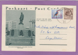 ENTIER POSTAL  KRUGER STATUE PRETORIA, 1961. - Brieven En Documenten