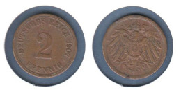Allemagne  2 Pfennig  1907 A, Type 2, KM#16, Deutsches Reich, - 1 Pfennig