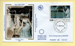 FDC N° 2781 – L'Art Contemporain En Europe (Paul DELVAUX) – 75 Paris 20/11/1992 (soie / Enveloppe Numérotée) - 1990-1999