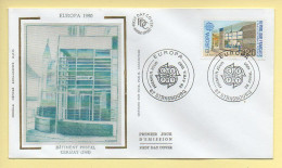 FDC N° 2643 - Europa 1990 – Bâtiment Postal Cerizay (1988) - 67 Strasbourg 28/04/1990 (soie) - 1990-1999