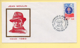 FDC Jean Moulin  (Hommage à Jean Moulin, Unificateur De La Résistance) – 28 - Chartres 27/11/1983  - 1980-1989