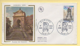 FDC N° 2008 – EUROPA 1978 (Fontaine Des Innocents) - 75 Paris 6/05/1978 (soie)  - 1970-1979