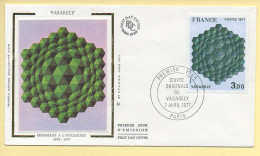 FDC N° 1924 - VASARELY - Hommage à L'Hexagone - 75 Paris 7/04/1977 (soie) - 1970-1979