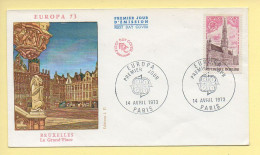 FDC N° 1752 - Europa 1973 – BRUXELLES - 75 Paris 14/04/1973  - 1970-1979