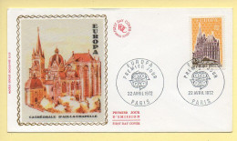 FDC N° 1714 - EUROPA 1972 (Cathédrale D'Aix-la-Chapelle) - 75 Paris 22/04/1972 (soie) - 1970-1979