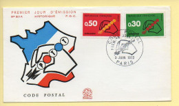 FDC N° 1719/1720 – Code Postal – 75 Paris 3/06/1972 - 1970-1979