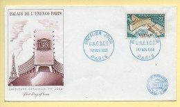 FDC N° 1177 – Palais De L'UNESCO Paris - 75 Paris 1/11/1958  - 1950-1959