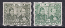 Colombia - 1947 25c - 2 Different Shades - Gum Has Flaws On The Left Stamp - Colombie