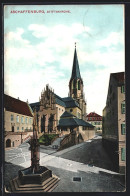 AK Aschaffenburg, Stiftskirche Mit Denkmal  - Aschaffenburg