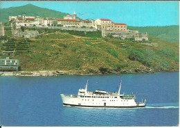 Isola D'Elba, Porto Azzurro (Livorno) Forte San Giacomo Visto Dal Mare, Traghetto In Primo Piano, St. Giacomo Fortress - Livorno