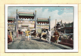 CPA ADVERTISING CHINE CHINA PEKING PEKIN RUE ANIMEE ANIMATED GATE CARRIAGE  Old Postcard - Chine