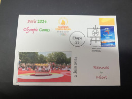 3-6-2024 (12) Paris Olympic Games 2024 - Torch Relay (Etape 23) In Niort (2-6-2024) With Olympic Stamp - Sommer 2024: Paris