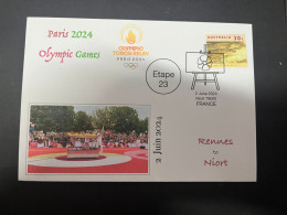 3-6-2024 (12) Paris Olympic Games 2024 - Torch Relay (Etape 23) In Niort (2-6-2024) With OZ Stamp - Sommer 2024: Paris