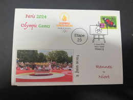 3-6-2024 (12) Paris Olympic Games 2024 - Torch Relay (Etape 23) In Niort (2-6-2024) With OZ Stamp - Sommer 2024: Paris