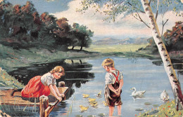 Mädchen Und Junge Am See Mit Entenkücken Feldpgl1917 #155.462 - Zonder Classificatie