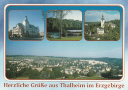 1 AK Germany / Sachsen * Ansichten Von Thalheim Im Erzgebirge - Rathaus, Blick Zur Kirche Und Eine Luftbildaufnahme * - Autres & Non Classés