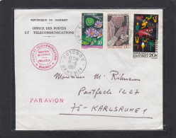 DAHOMEY. LETTRE DE COTONOU AVEC TIMBRES "FLEURS/FESTIVAL MONDIAL DES ARTS NEGRES/TAPISSERIE D'ABOMEY",1967. - Benin – Dahomey (1960-...)