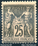 TIMBRE FRANCE SAGE 25c NOIR / ROSE N° 97 NEUF * AVEC CHARNIERE - COTE 120 € - 1876-1898 Sage (Type II)