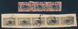 BELGIAN CONGO   1915/1921 ISSUE ELEPAHNT STRIP ON FRAGMENT - Oblitérés