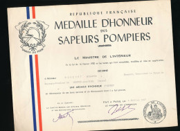 Médaille D'honneur D'argent  Des Sapeurs Pompiers 1957 Robinet Albertin Lempire-aux-bois Meuse - Pompiers