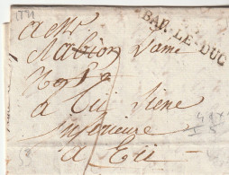 1821 - Marque Postale 53 BAR LE DUC, Meuse Sur Lettre Pliée Vers EU, Seine Maritime - Règne De Louis XVIII - 1801-1848: Precursores XIX