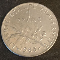 Pas Courant - FRANCE - 1 FRANC 1985 - Semeuse - O.Roty - Tranche Striée - Nickel - Gad 474 - KM 925.1 - 1 Franc