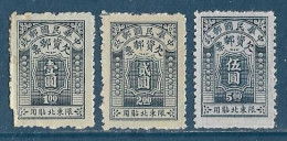 Chine Du Nord-Est - 1946 - Timbres Taxe - YT N° 4/5/6 émis Neuf Sans Gomme - Chine Du Nord-Est 1946-48
