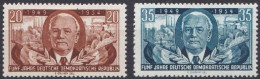 Allemagne DDR 1954 N° 202-203 MH 5e Anniversaire Du DDR (H27) - Unused Stamps