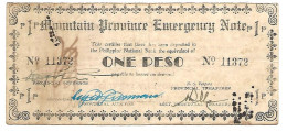 Delcampe - PHILIPPINES GUERILLA  Mountain Province 1 Peso  KM 595a  MUN. KINGGAN 1942 TB+ - Philippines