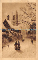 R168267 Unknown Place. Church. People. Winter Scene. 1925 - Monde