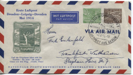 Berlin Privat-Ganzsache 4.8.54 Luftpost Aus Berlin Sonderstempel  4.8.54 > Frankfurt - Private Covers - Used