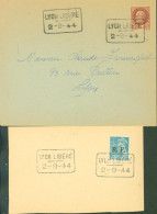 Guerre 40 Libération Lyon 2 Documents YT Mercure 5M + Pétain N°517 Surchargés RF Cachets Lyon Libéré 2 9 1944 - Guerre De 1939-45