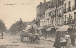 CARTE POSTALE ORIGINALE ANCIENNE : MARMANDE LE BOULEVARD GAMBETTA  ATELAGE DE BOEUFS  ANIMEE LOT ET GARONNE (47) - Marmande