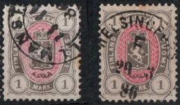 Finland Suomi 1885 1 Mark Shades 2 Values Cancelled - Gebruikt