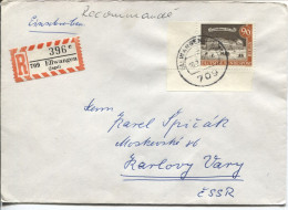 Berlin # 228 Eckrandstück Opernhaus Einschreibebrief Ellwangen 10.2.65 > CSSR - Covers & Documents