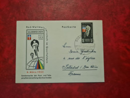 Lettre / Carte   1956      SAAR  SAARBRUCKEN POSTKARTE RAD WELTMEISTERSCHAFY IM QUERFELDEN - Autres & Non Classés