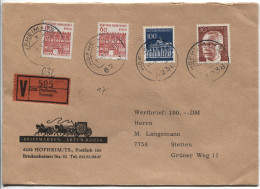 Berlin # 247 (2x Kleine Bauwerke), 363 + BRD #510 Wertbrief Hofheim 11.1.72 - Covers & Documents