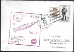 US Space Cover 1969. "Apollo 9" Recovery. USS Leonard F.Mason - Etats-Unis