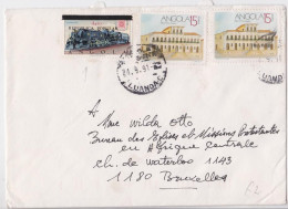 Angola Lettre Timbre Palacio Joaquina Train Stamp Air Mail Cover Letter - Angola