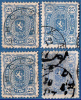 Finland Suomi 1885 25 Kop Blue 4 Values Cancelled - Gebraucht