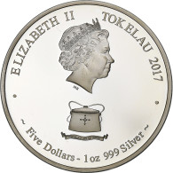 Tokelau, 5 Dollars, 1 Oz, Poseidon, 2017, Proof 1.Oz, Argent, FDC - Nouvelle-Zélande