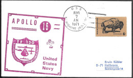 US Space Cover 1971. "Apollo 15" Recovery. USS Kawishiwi - Stati Uniti