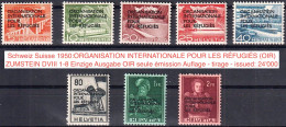 Suisse 1950: ORGANISATION INTERNATIONALE POUR LES RÉFUGIES (OIR) D VIII 1-8 ** Postfrisch MNH (Zumstein CHF 195.00) - Dienstmarken