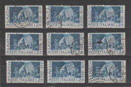 REPUBBLICA:  1958  G. PUCCINI  -  £. 25  AZZURO  GRIGIO  US. -  RIP. 9  VOLTE  -  SASS. 833 - 1946-60: Gebraucht