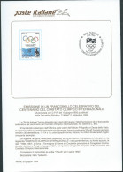 Italia 1994 ; Bollettino Ufficiale Delle Poste Italiane: Centenario Del Comitato Olimpico Internazionale. - 1991-00: Nieuw/plakker