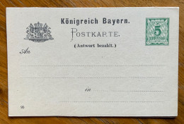 BAVIERA - BAYERN  - POSTKARTE 5 P. CON RISPOSTA PAGATA - NUOVO PERFETTO - Postkarten