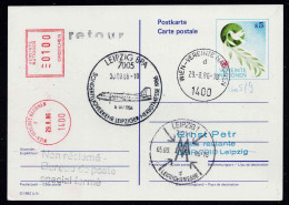 Postkarte Wien - Vereinte Nationen 29.8.86 + Sonderflugverkehr Leipziger Herbstmesse 1986 Und Retour - Used Stamps