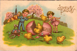 Carte    -    Joyeuses Pâques ,Enfants , Poussins , Oeufs   AQ944  M D - Easter