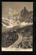 AK Chamonix, Aiguille Du Dru Et Chemin De Fer Du Montenvers Mit Bergbahn  - Other & Unclassified