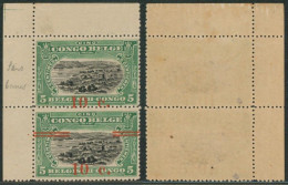 Congo Belge - Mols : N°100** En Paire Verticale + Curiosité : Surcharge Fortement Déplacée, Un Timbre Sans Les Barres. R - Unused Stamps